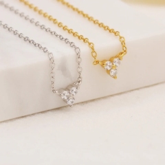 Extra Tiny Three Dot Necklace in Sterling Silver, Three CZ Trinity Necklace, Silver or Gold