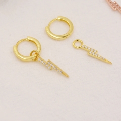 Lightenning Bolt Charm Huggie Hoop Earrings in Sterling Silver with Detachable Charms, Silver, Gold or Rose Gold Lightening Earrings