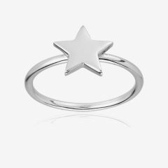 14K Yellow Gold Star Ring Small Dainty Stacking Knuckle Ring Fantasy Star Jewelry 925 Sterling Silver