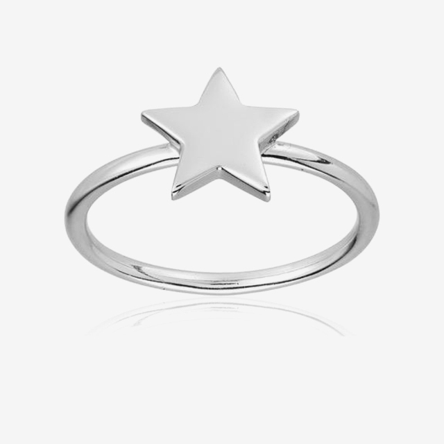 14K Yellow Gold Star Ring Small Dainty Stacking Knuckle Ring Fantasy Star Jewelry 925 Sterling Silver