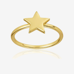 14K Yellow Gold Star Ring Small Dainty Stacking Knuckle Ring Fantasy Star Jewelry 925 Sterling Silver