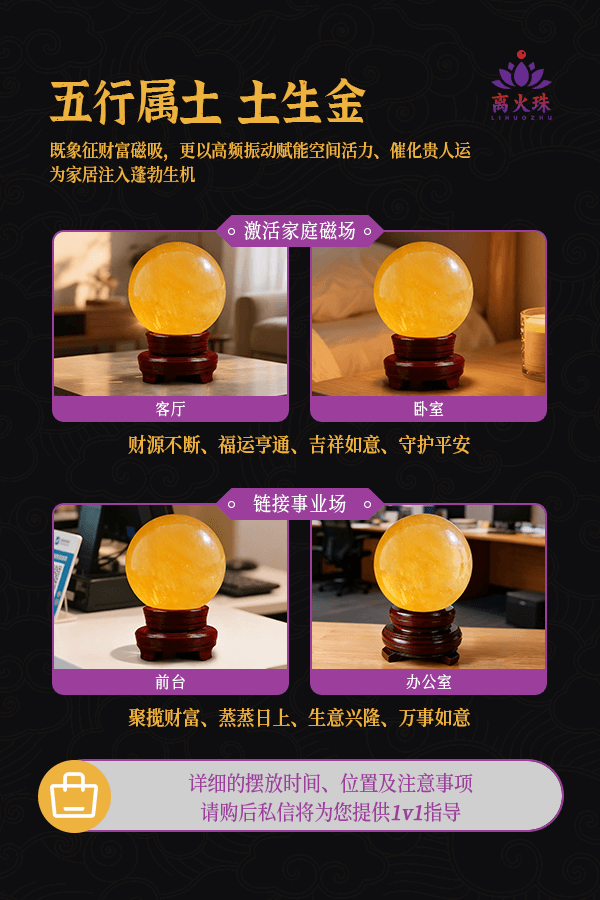 Natural Citrine Crystal House-Guarding Ball
