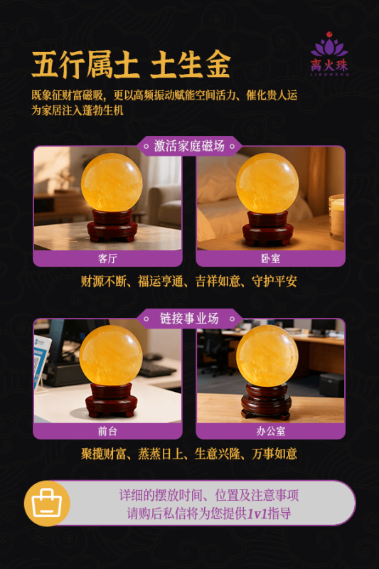 Natural Citrine Crystal House-Guarding Ball