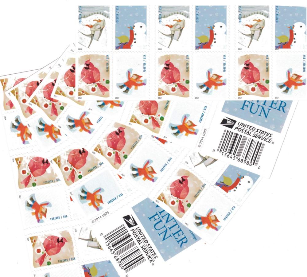 2014 USPS Winter Fun Forever Postage Stamps