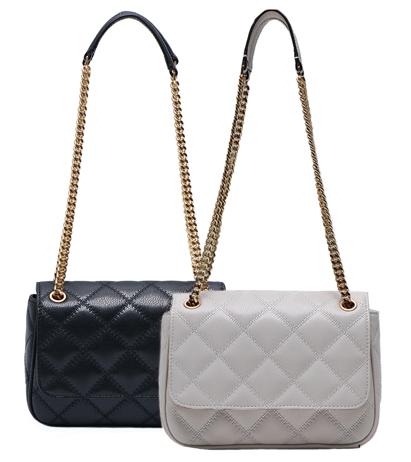 Classic Quilted Flap Shoulder Bag Top Grain Leather Gold Chain Timeless Silhouette Custom Color