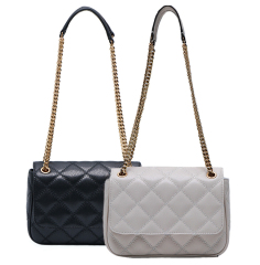 Classic Quilted Flap Shoulder Bag Top Grain Leather Gold Chain Timeless Silhouette Custom Color