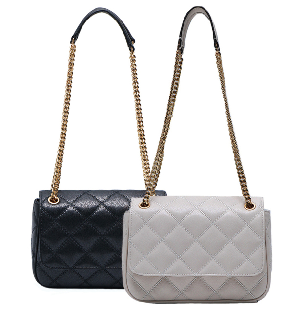 Classic Quilted Flap Shoulder Bag Top Grain Leather Gold Chain Timeless Silhouette Custom Color