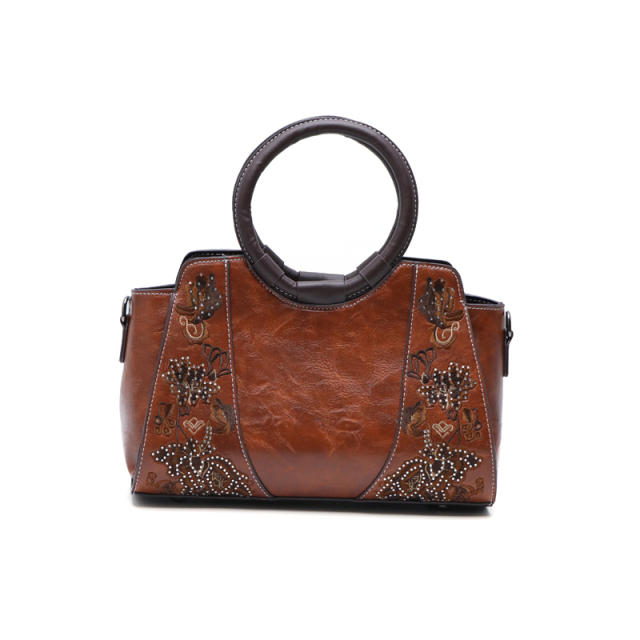 Bohemian Fashion Crossbody Bag Vintage Textured PU Leather Structured Silhouette