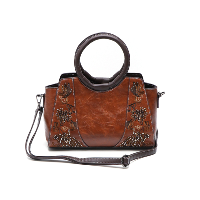 Bohemian Fashion Crossbody Bag Vintage Textured PU Leather Structured Silhouette