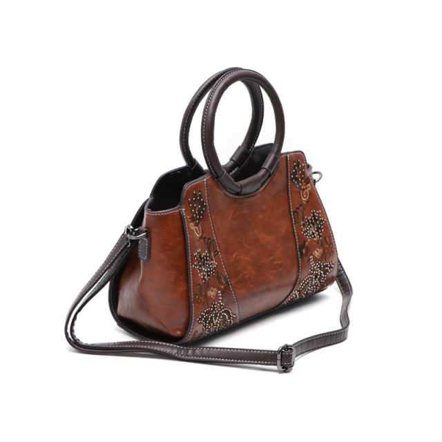 Bohemian Fashion Crossbody Bag Vintage Textured PU Leather Structured Silhouette