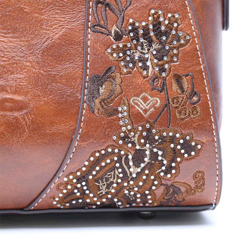 Bohemian Fashion Crossbody Bag Vintage Textured PU Leather Structured Silhouette
