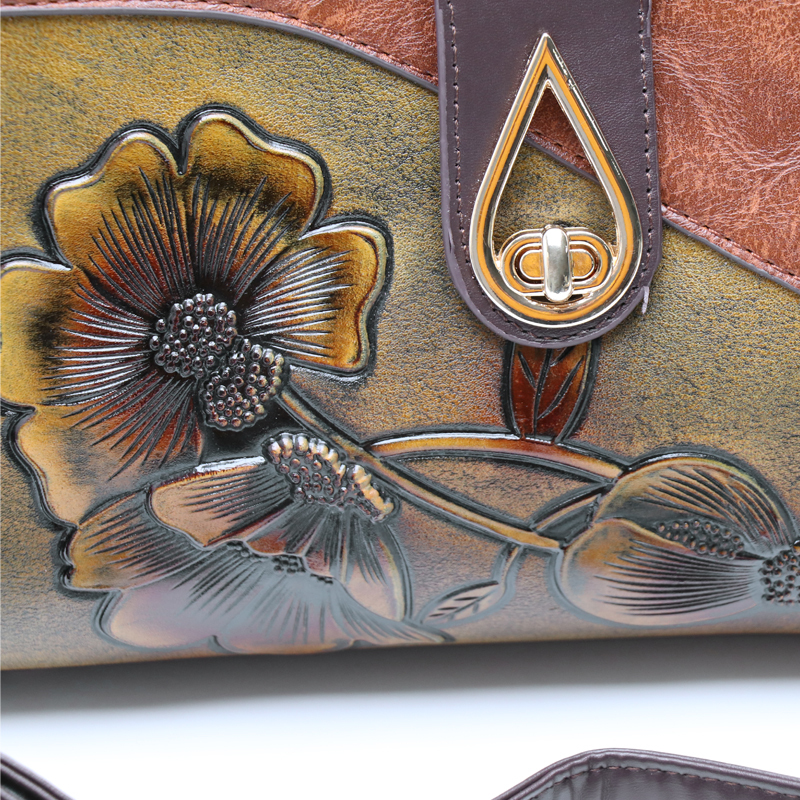 New Arrival Bohemian Floral Embossed Crossbody Bag Handcrafted Feel PU Leather Timeless Design For All Seasons