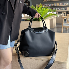 Spacious Capacity Classic Duffle Crossbody Bag Chic Color Block PU Leather Nylon Durable Versatile