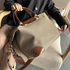 Spacious Capacity Classic Duffle Crossbody Bag Chic Color Block PU Leather Nylon Durable Versatile