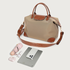 Spacious Capacity Classic Duffle Crossbody Bag Chic Color Block PU Leather Nylon Durable Versatile