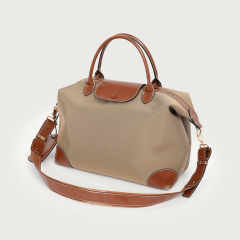 Spacious Capacity Classic Duffle Crossbody Bag Chic Color Block PU Leather Nylon Durable Versatile