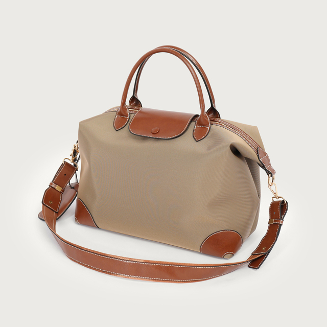 Spacious Capacity Classic Duffle Crossbody Bag Chic Color Block PU Leather Nylon Durable Versatile
