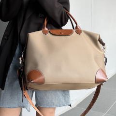Spacious Capacity Classic Duffle Crossbody Bag Chic Color Block PU Leather Nylon Durable Versatile