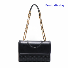 Timeless Genuine Leather Flap Shoulder Bag Multiple Pockets Diamond Quilting Easy Carry