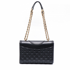 Timeless Genuine Leather Flap Shoulder Bag Multiple Pockets Diamond Quilting Easy Carry