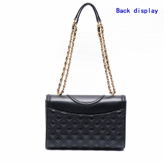 Timeless Genuine Leather Flap Shoulder Bag Multiple Pockets Diamond Quilting Easy Carry