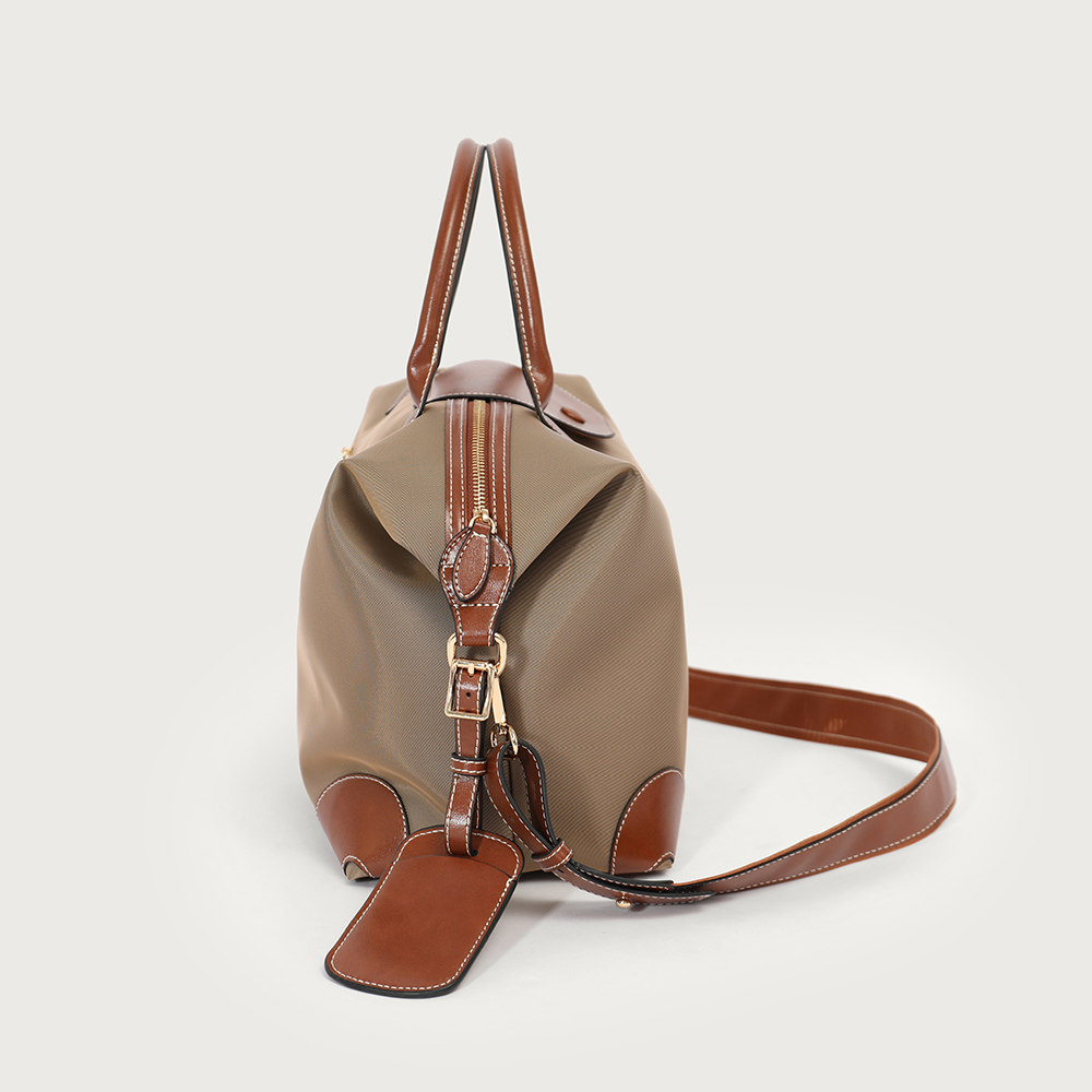 Spacious Capacity Classic Duffle Crossbody Bag Chic Color Block PU Leather Nylon Durable Versatile