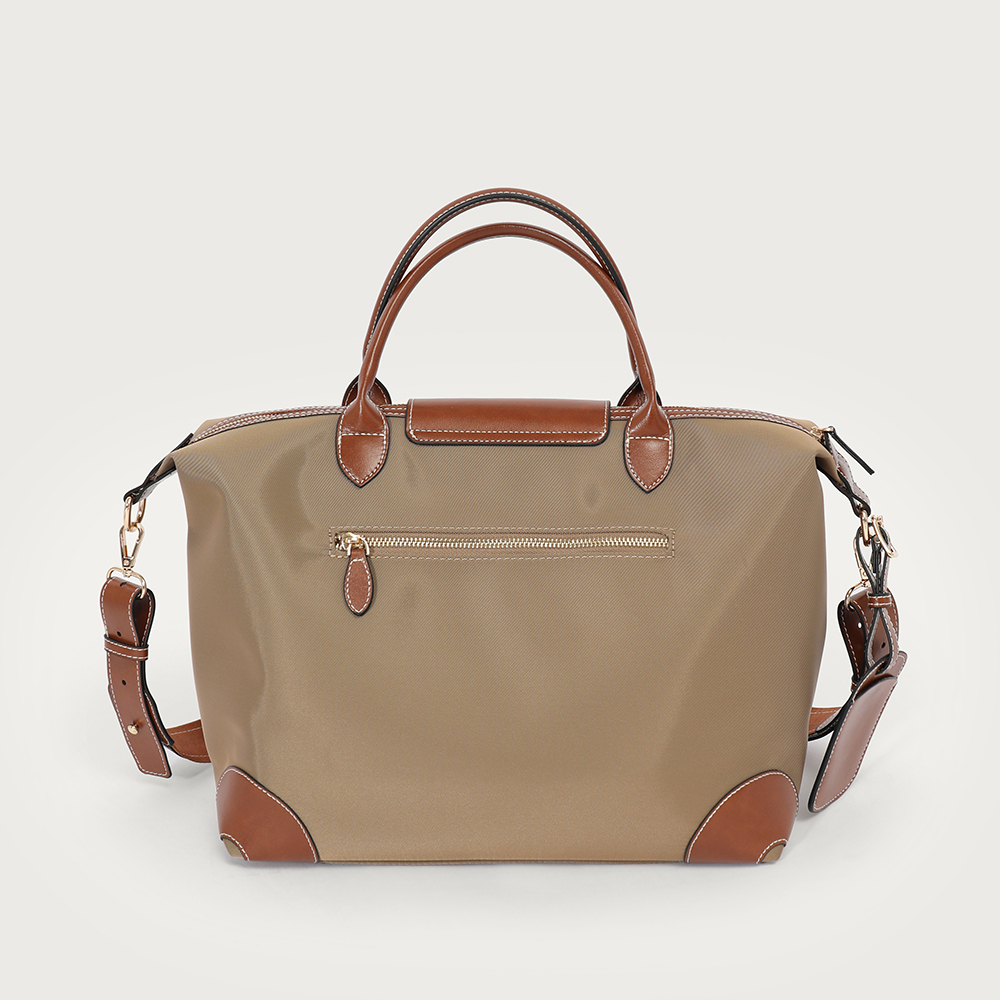 Spacious Capacity Classic Duffle Crossbody Bag Chic Color Block PU Leather Nylon Durable Versatile