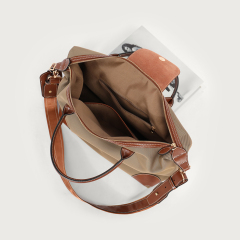 Spacious Capacity Classic Duffle Crossbody Bag Chic Color Block PU Leather Nylon Durable Versatile