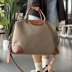 Spacious Capacity Classic Duffle Crossbody Bag Chic Color Block PU Leather Nylon Durable Versatile