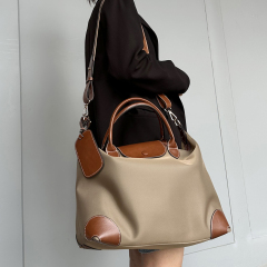 Spacious Capacity Classic Duffle Crossbody Bag Chic Color Block PU Leather Nylon Durable Versatile