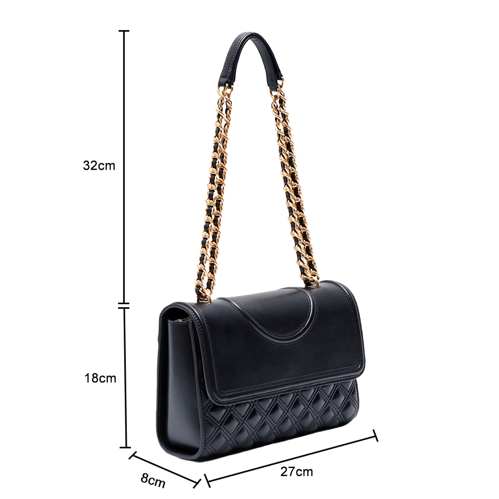 Timeless Genuine Leather Flap Shoulder Bag Multiple Pockets Diamond Quilting Easy Carry