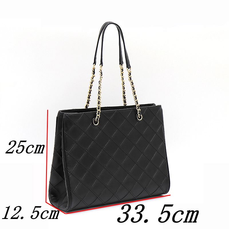 Spacious Sheepskin Leather Tote Shoulder Bag Exquisite Quilted Pattern Comfortable Strap Structured Resistant