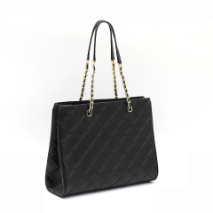 Spacious Sheepskin Leather Tote Shoulder Bag Exquisite Quilted Pattern Comfortable Strap Structured Resistant