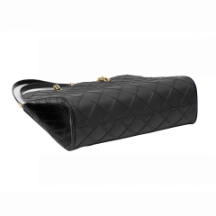 Spacious Sheepskin Leather Tote Shoulder Bag Exquisite Quilted Pattern Comfortable Strap Structured Resistant