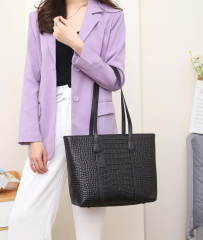 Fashionable Large Capacity PU Leather Women's Tote Bag Handbag for Shopping