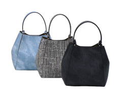 Custom Fashion Large Capacity Bucket Handbag Vintage Denim Technical Leather Crossbody Shoulder Handbag for Women