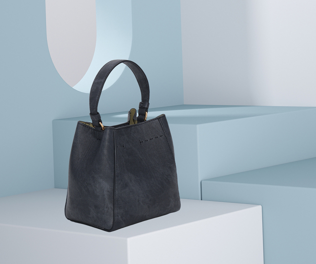 Custom Fashion Large Capacity Bucket Handbag Vintage Denim Technical Leather Crossbody Shoulder Handbag for Women