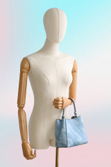 Custom Fashion Large Capacity Bucket Handbag Vintage Denim Technical Leather Crossbody Shoulder Handbag for Women