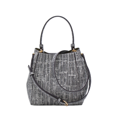Custom Fashion Large Capacity Bucket Handbag Vintage Denim Technical Leather Crossbody Shoulder Handbag for Women