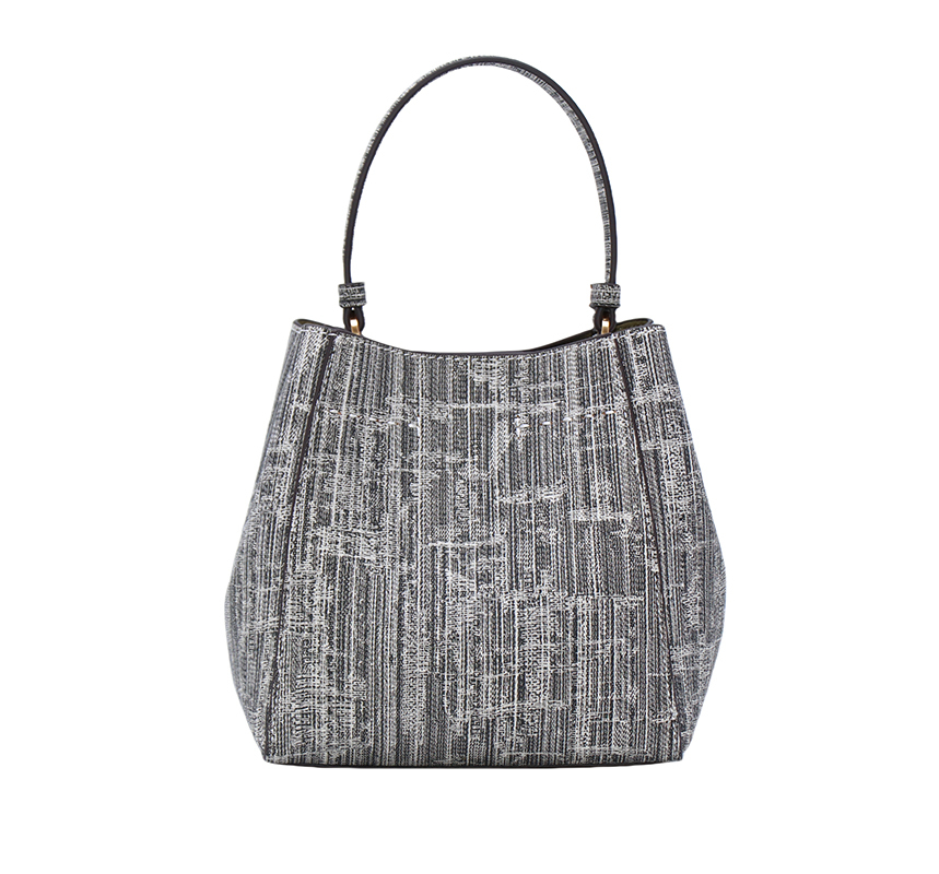Custom Fashion Large Capacity Bucket Handbag Vintage Denim Technical Leather Crossbody Shoulder Handbag for Women