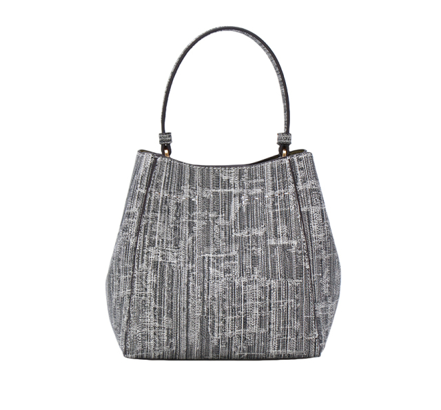 Custom Fashion Large Capacity Bucket Handbag Vintage Denim Technical Leather Crossbody Shoulder Handbag for Women