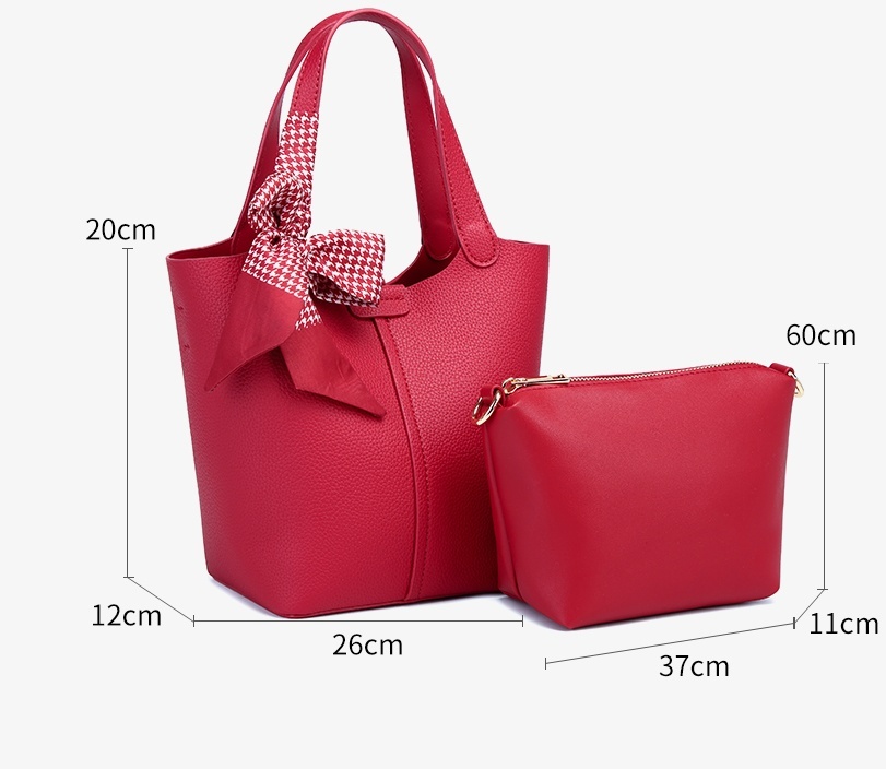 Popular Simple PU Leather Purse Bucket Shoulder Bags Crossbody Bag Handbag for Women