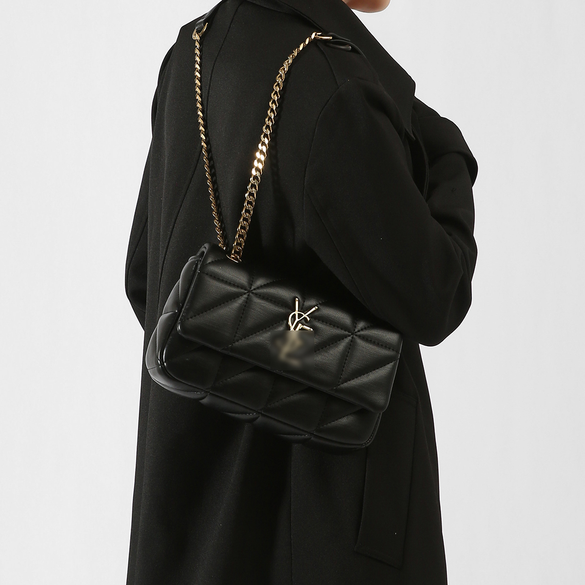 YSL Branded Bag Vegan Genuine Leather Quilted Chain Strap Bag Elegance in Black & White for Women Shopping Travel