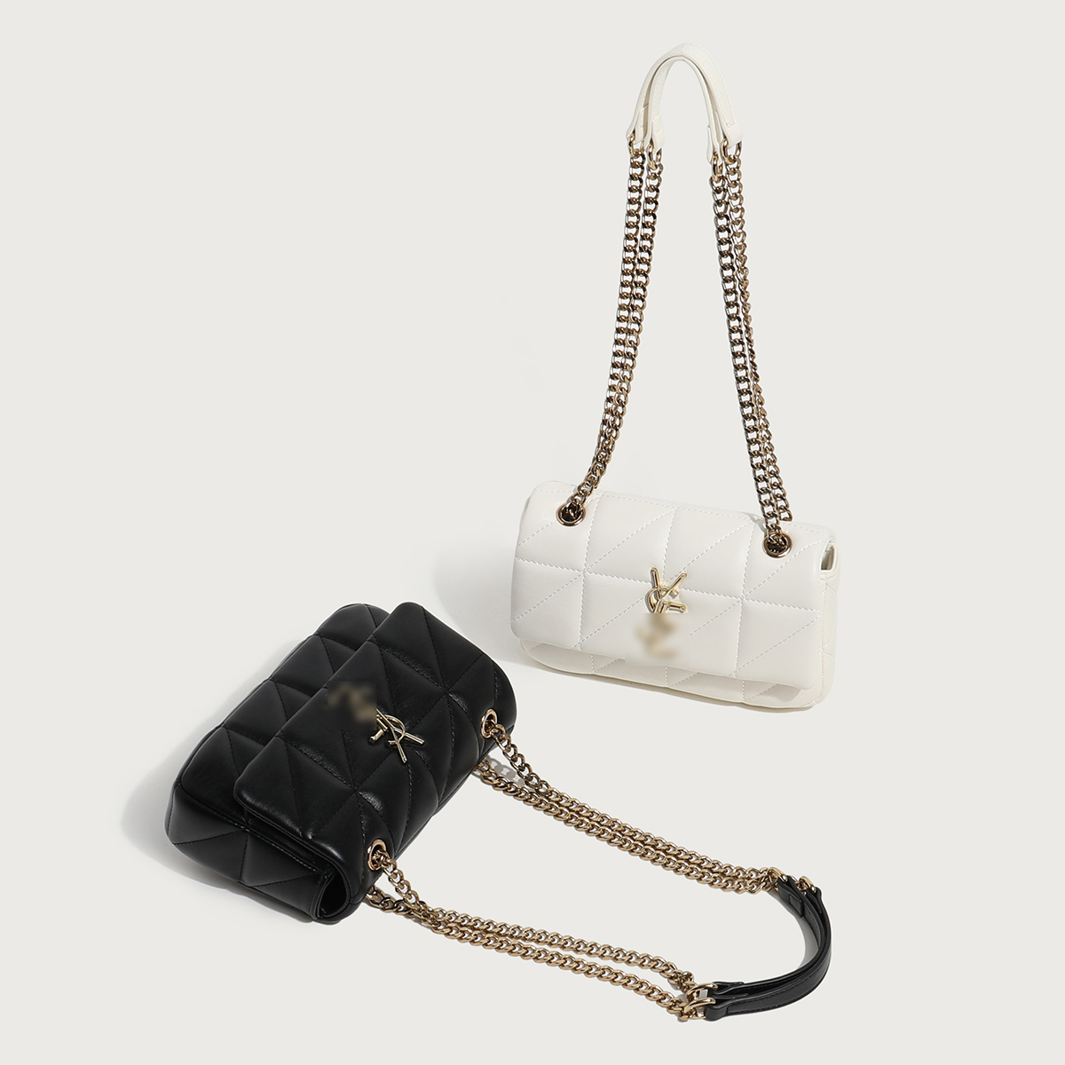 YSL Branded Bag Vegan Genuine Leather Quilted Chain Strap Bag Elegance in Black & White for Women Shopping Travel
