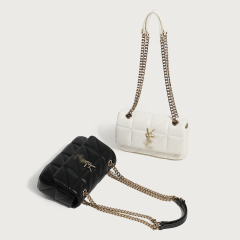 YSL Branded Bag Vegan Genuine Leather Quilted Chain Strap Bag Elegance in Black & White for Women Shopping Travel