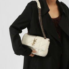 YSL Branded Bag Vegan Genuine Leather Quilted Chain Strap Bag Elegance in Black & White for Women Shopping Travel