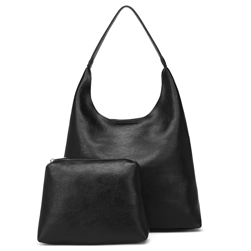 New Simple Designer Casual Large Capacity PU Leather Fashion 2in1/Set Women's Handbags Tote Bags for Shopping