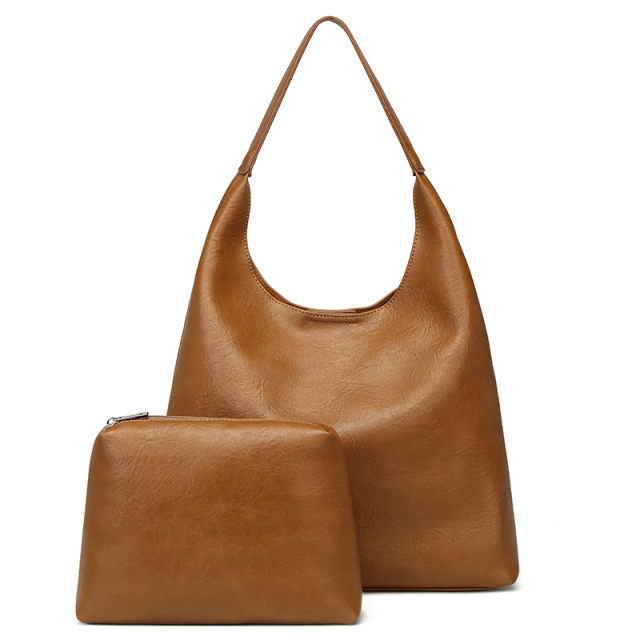 New Simple Designer Casual Large Capacity PU Leather Fashion 2in1/Set Women's Handbags Tote Bags for Shopping