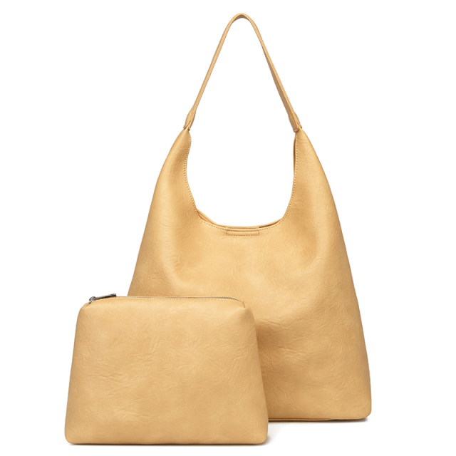 New Simple Designer Casual Large Capacity PU Leather Fashion 2in1/Set Women's Handbags Tote Bags for Shopping