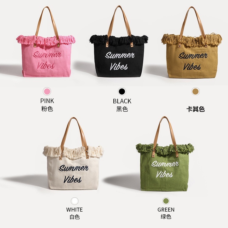 Fashionable Summer Large Capacity Canvas Women Handbag for Shopping Travel Beach